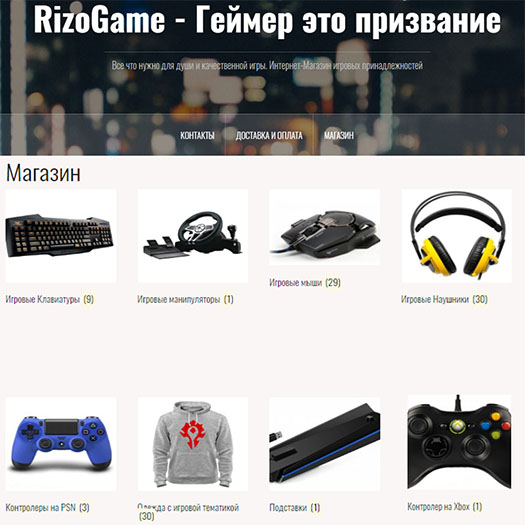 Интернет-магазин геймерских аксессуаров "Rizogame"